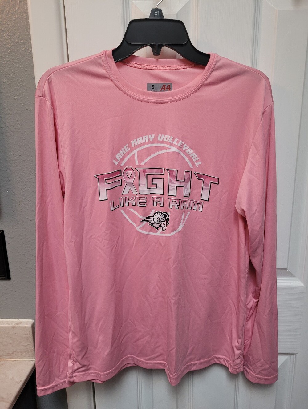 A4 light pink long-sleeve athletic crewneck shirt Sz S